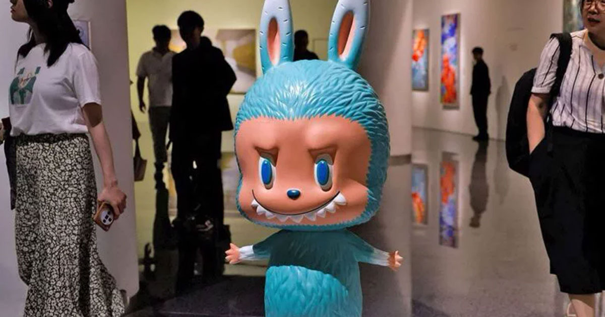 Figura gigante de Labubu subastada en Pekín por más de un millón de yuanes